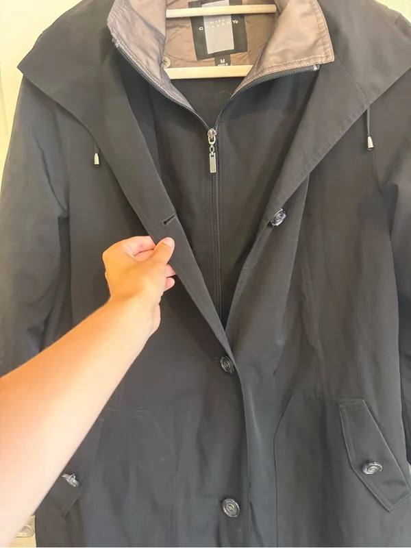 Miss Gallery Black Hooded Coat Jacket Medium Removable Button-In Liner - Image 3