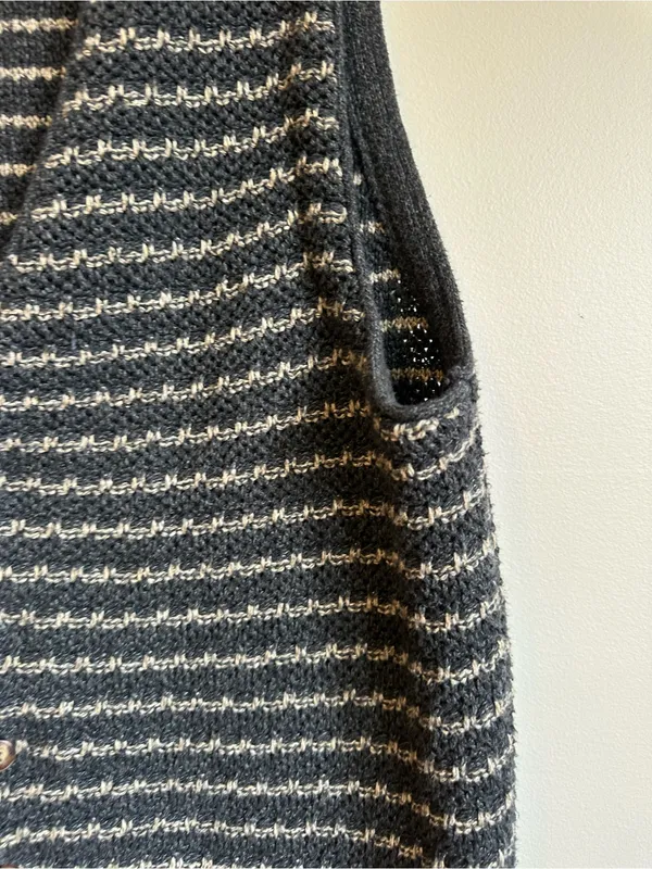 Coldwater Creek Vintage Striped V Neck Button Down Sweater Vest Womens Medium - Image 2