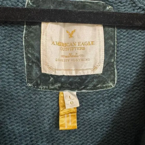 American Eagle Vintage 2000s Emerald Green Chunky Knit Preppy Sweater L - Image 3