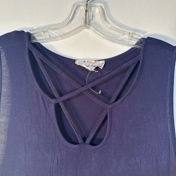 Pink Rose Navy Blue Strappy Lattice Neck Sleeveless Maxi Dress XL - Image 4