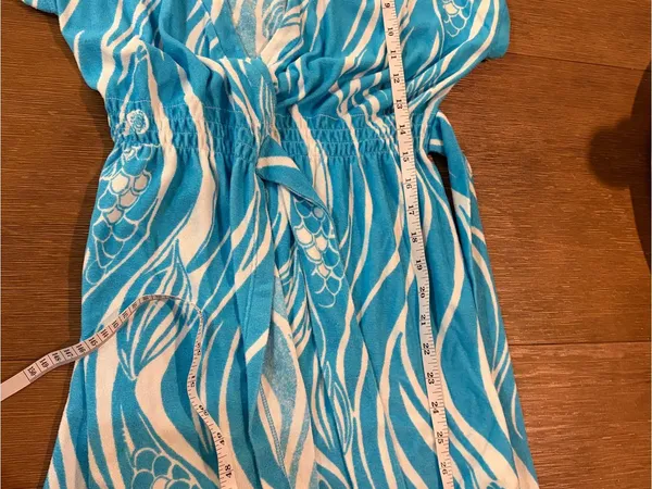 Lilly Pulitzer Blue Wave-Print Women's Swim Cover-Up Dress Small EUC - Image 8