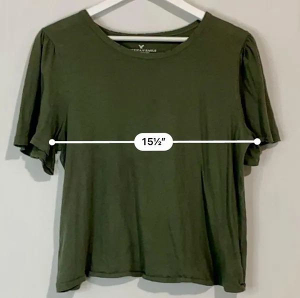 American Eagle Women’s Short Sleeve Basic Tee Shirt w/ Distressed Hem Green FLAW - Image 7