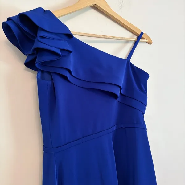 ieena for mac duggal 8 Blue Short Dress Ruffle Pageant Formal Dance Party FLAWS - Image 2