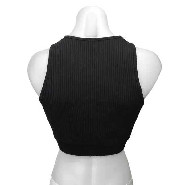 Zara Black Ribbed Knit High Neck Sleeveless Cropped Sweater Vest Top Size M - Image 2
