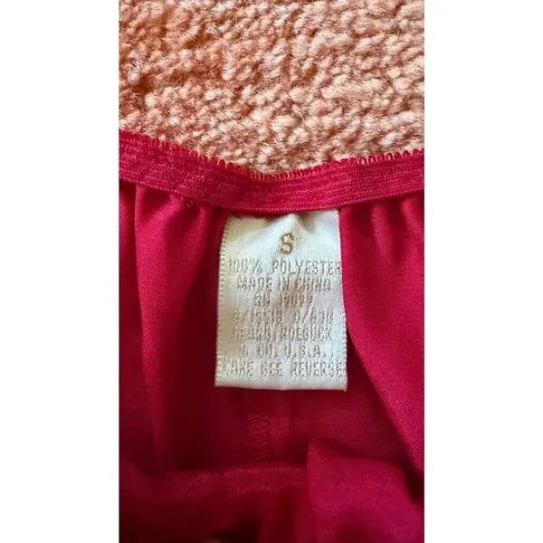 Red Satin Sleep Shorts Heart Embroidery Lingerie Size S - Image 2