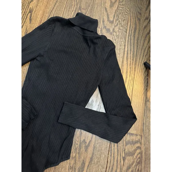Naked Wardrobe Ribbed Black Turtleneck Thong Bodysuit Sz Small Stretch NEW - Image 6