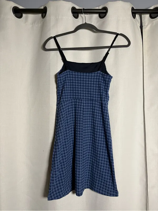 Urban Outfitters Cher Straight Neck Blue Checkered Patterned Mini Dress Size XS - Image 6