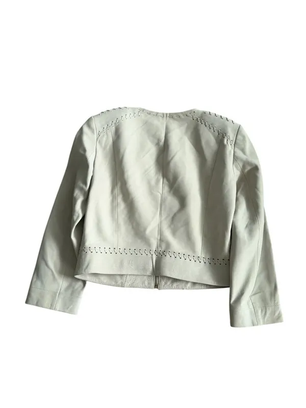 WHITE HOUSE BLACK MARKET Off White Leather Jacket Size XXS - Image 4