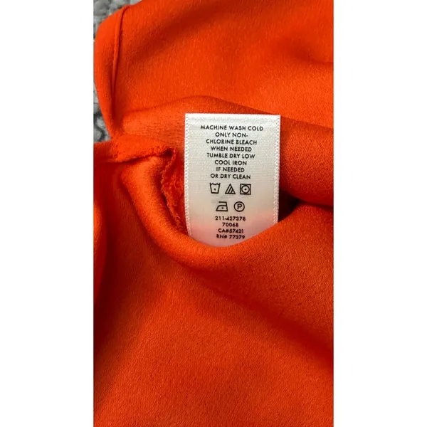 Ann Taylor Womens Orange Cold Shoulder Ruffle V-Neck Blouse Top Large 427378 - Image 3