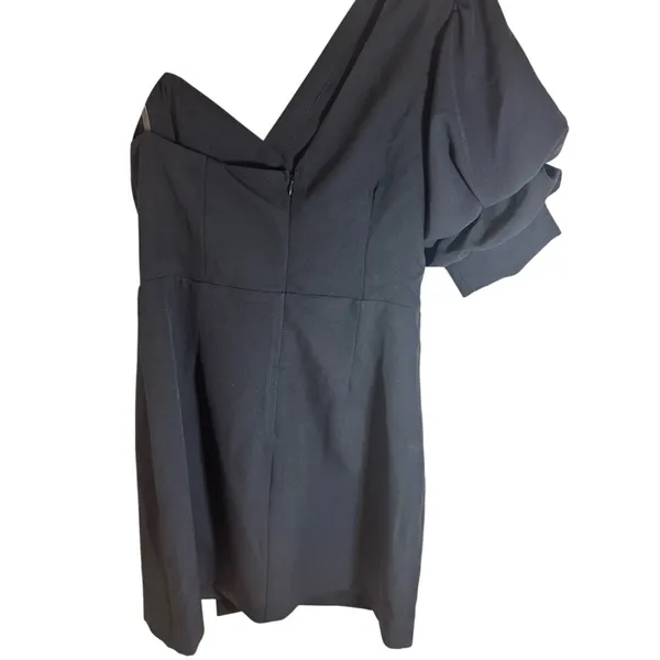 Do+Be NWT One Shoulder Mini Black Dress Puff Sleeve,‎ L - Image 5
