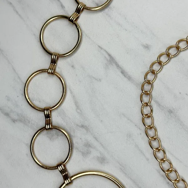 Rhinestone Gold Tone Circle Chain Link Belt OS ✨ - Image 7