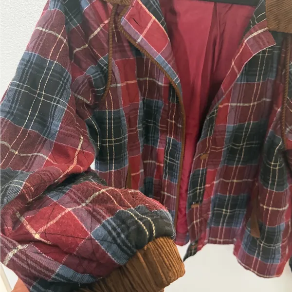 &merci Red Plaid Corduroy Collar Jacket - Image 6