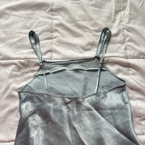 Vintage 90s Chemise Slip Womens Medium‎ Blue Coquette Feminine Dainty Princess - Image 9