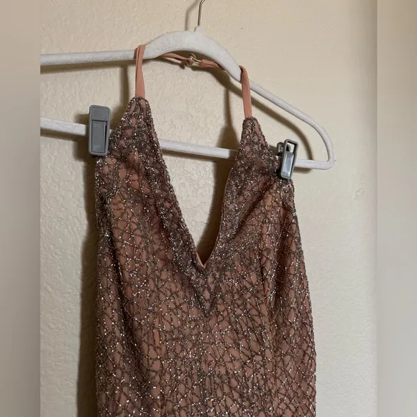 X by NBD Rischa Dress in Candy Beaded Sequin Halter Mini Dress Sz XS‎ NEW Peach - Image 5