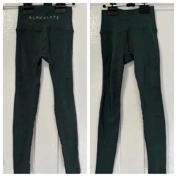 Alphalete green ribbed halo workout activewear’s leggings xs - Image 2