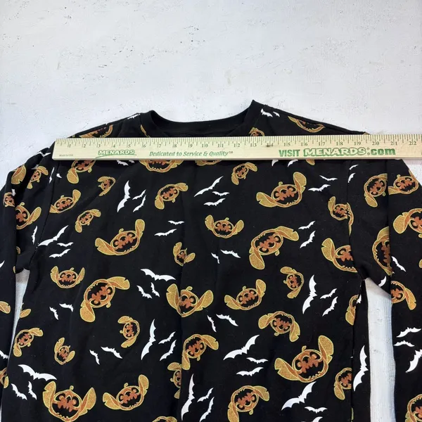Disney Stitch Black Pumpkin Jack o lantern Bat Sweatshirt Halloween M(7-9) - Image 12