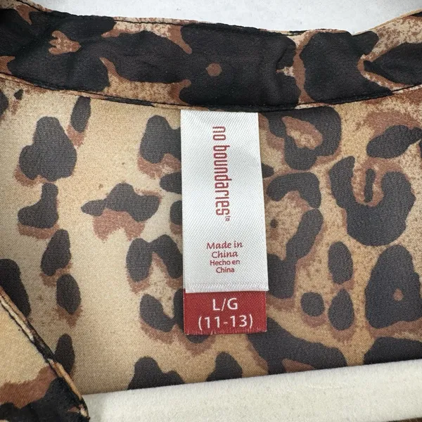 No Boundaries Leopard Print Sheer Blouse Women Large Brown Black Layer Tunic Top - Image 6