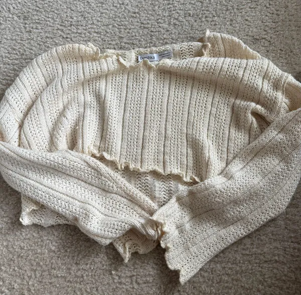 Cream cropped sweater - Image 3