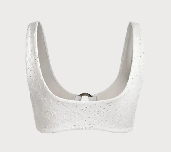 BERLOOK White Textured O-Ring Bralette Bikini Top ONLY 48 - Image 8