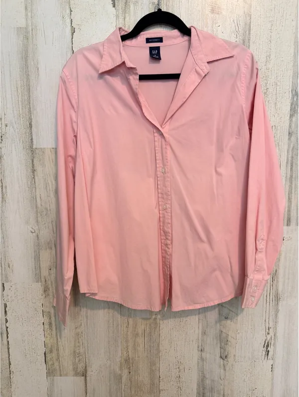 Gap Maternity Medium Pink Cotton Lycra Button Up Collared Work Shirt - Image 2