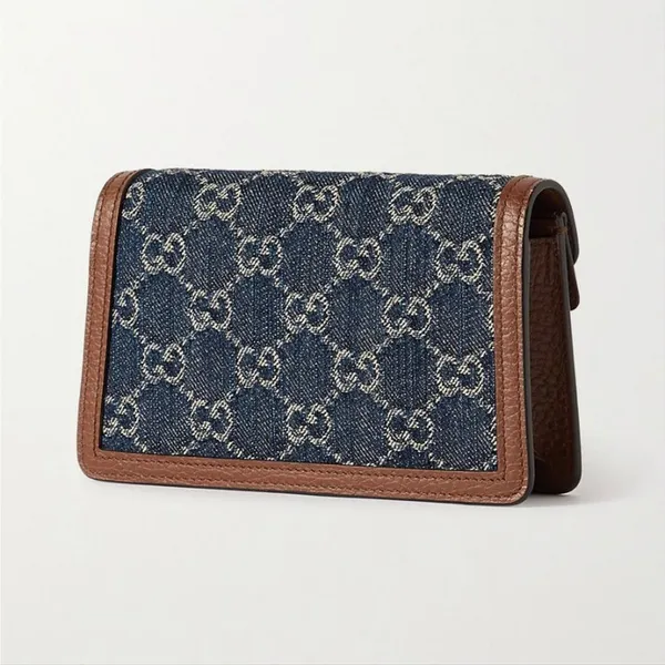 GUCCI Dionysus super mini GG logo denim chain crossbody bag - Image 3