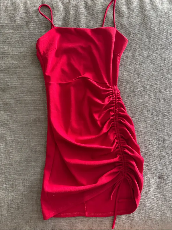 Windsor red Ruched Side Mini Slip Dress - Image 2