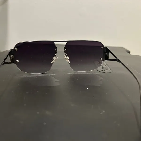Sojos Black Aviator-Inspired Rimless Sunglasses - Image 9