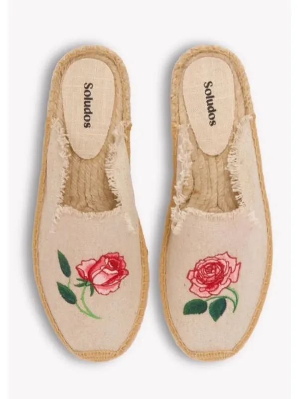 Soludos The Smoking Mule Espadrille Vogue Roses - Natural Undyed Size: 8 - 8.5 NIB - Image 3