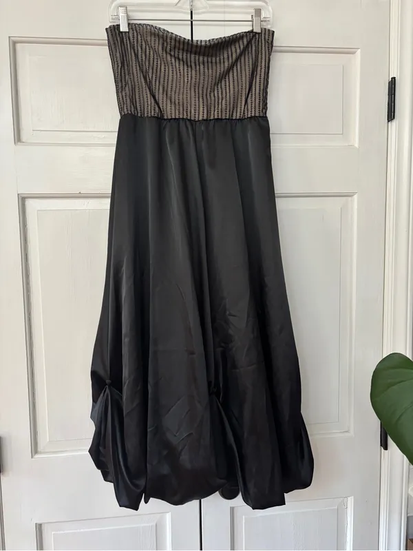 Japanese Weekend San Francisco Maternity‎ Black Strapless Satin Dress Size Small - Image 8