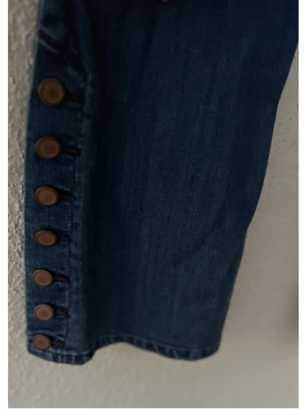 Free People Skylar Button Boho Hippie Bell Bottom Flare Jeans Size 30 Festival - Image 6