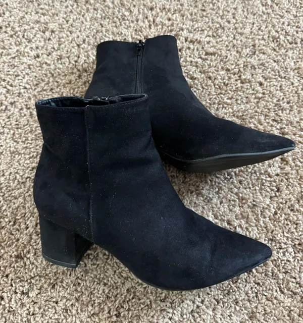 Black Suede Booties Size 8 - Image 3