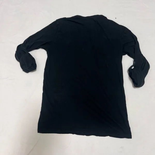 H&M Black Henley Roll-Sleeve Top - Image 4
