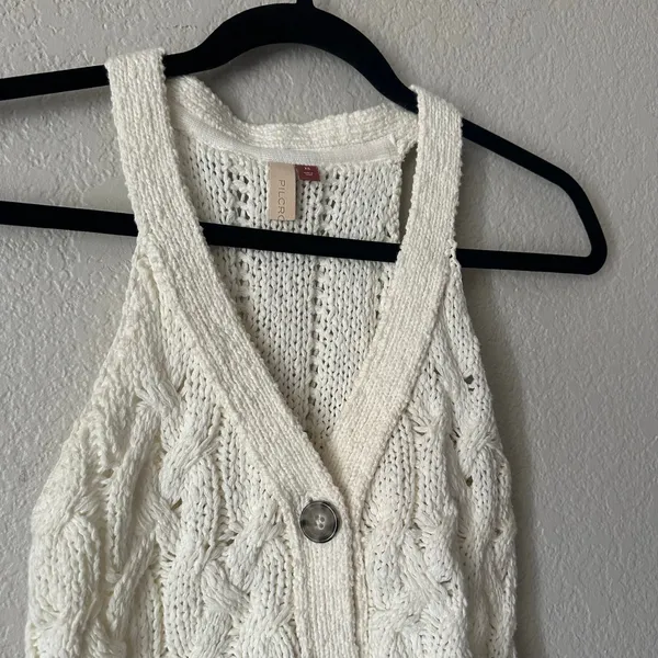 Pilcro Anthropologie Cable Knit Sweater Tank Top White Size XS - Image 2