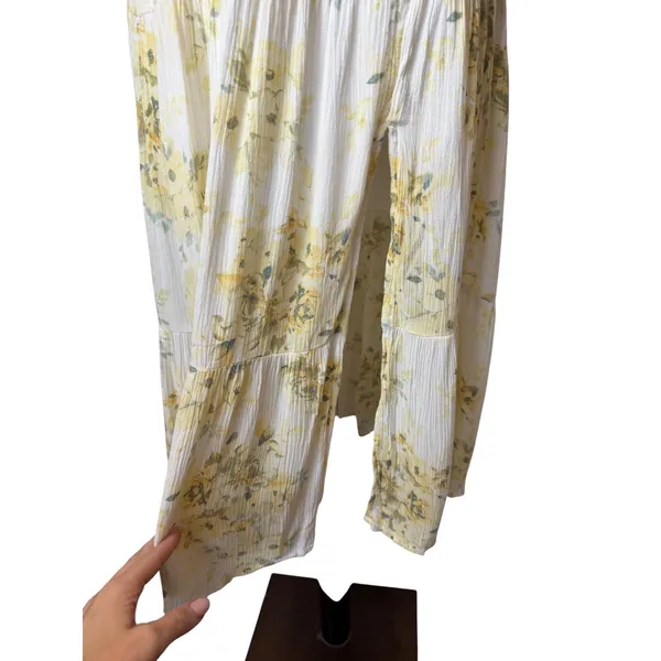 Abercrombie & Fitch Midi Dress Women XS Yellow Floral Smocked Boho Cottagecore - Image 9