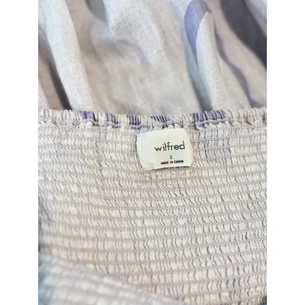 Aritzia Babaton Dress Gray Mini Floral Organic Linen Smocked Babydoll Boho Small - Image 4