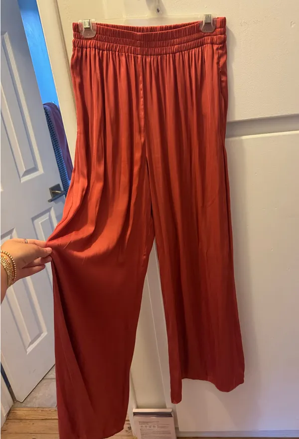 Zara Satin Wide Leg Pants Small - Image 3