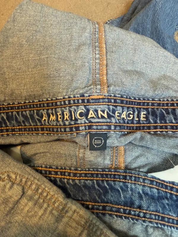 American Eagle Medium Wash Denim Classic Overalls Size M - Image 5