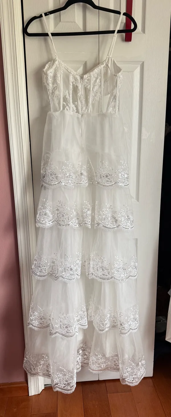 Lulus Alluring Sensation White Tulle Embroidered Tiered Maxi Dress - Image 9