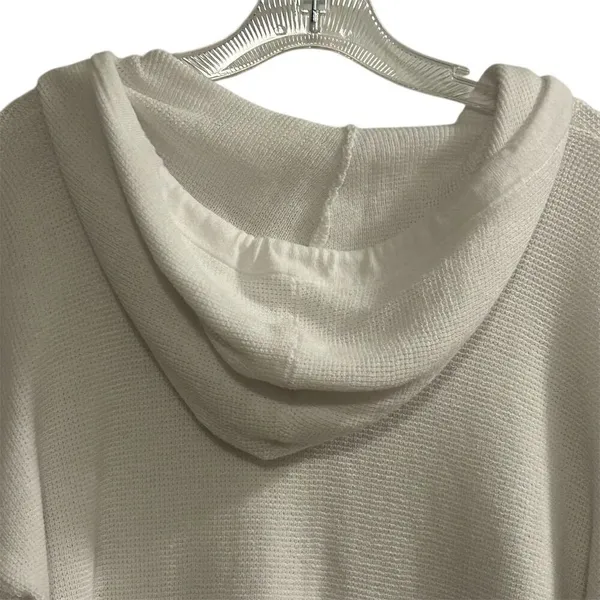 Michael Kors Women's White Ribbed Hoodie Sweater‎ Size M Pullover - Image 14