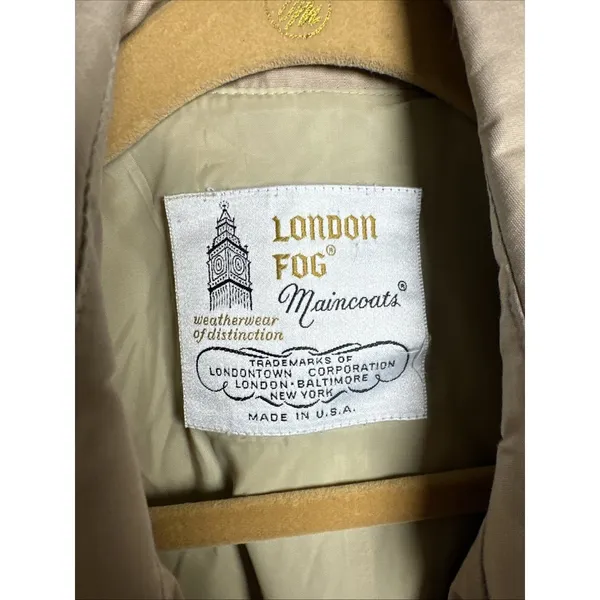 Vintage‎ 1970's Womens 10 Petite London Fog Maincoat Trenchcoat Hooded Beige - Image 2