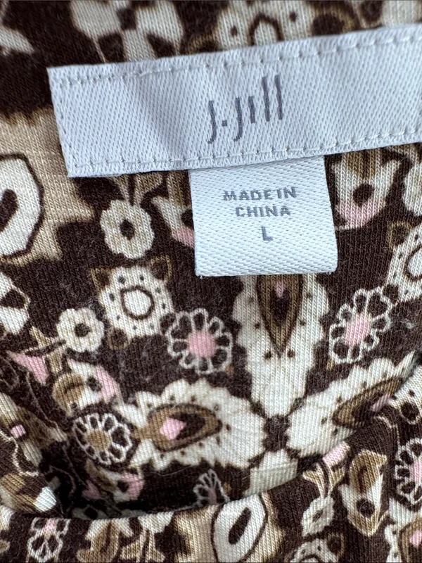 J. Jill Brown Cream Floral-Print Maxi Dress cross back casual boho layering L - Image 11