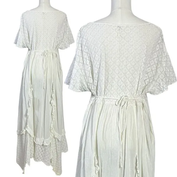 Free People Ethereal Bohemian Cottage Bring The Romance Maxi Dress White Medium - Image 8