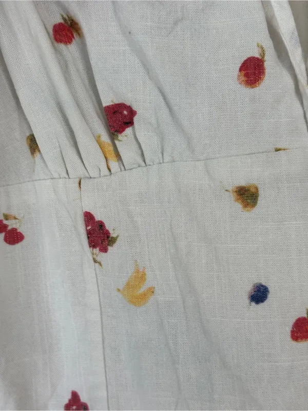 Daisy Street fruits linen crop top tie front bow ruffle berries asos watercolor - Image 7