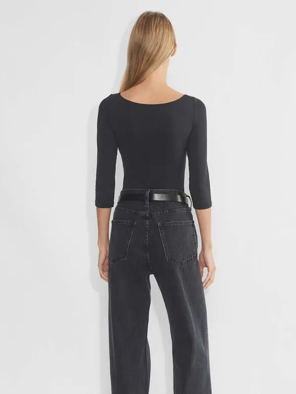 Aritzia Contour Ohara Bodysuit Black Boat Neck Size Small - Image 3