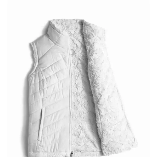 The North‎ Face Puffer Vest Womens M Mossbud Reversible White Insulated Fleece - Image 4