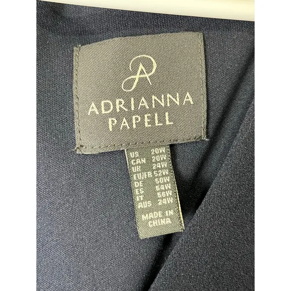 Adrianna‎ Papell Pearl Trim Knit Crepe Gown 20W Midnight Navy Formal New - Image 6
