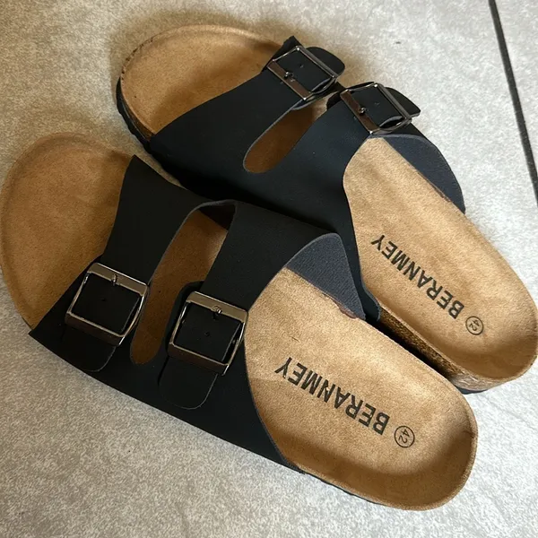 Beranmey Cork Footbed 2 Straps Adjustable Buckle Women Sandals, Size 42 - Image 6