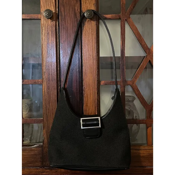 Urban Outfitters‎ Black Shoulder Baguette Small Handbag Silver Buckle - Image 2