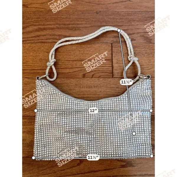 Diamond bedazzled mini shoulder bag silver 12x10 - Image 3