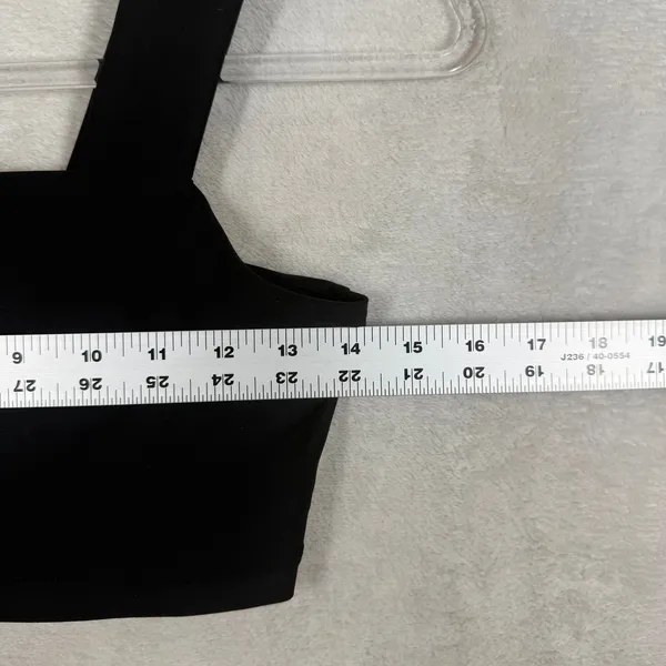 Alo Yoga Womens Black Front Zip O-Ring Square Neck Crop Top W1246R Size S - Image 7